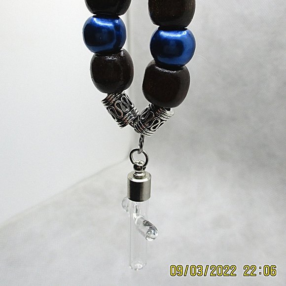 Viking Cremation Ash Cross Pendant Multicolor Beaded Chain Necklace - Picture 5 of 10